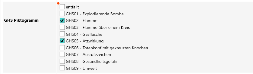 GHS Piktogramme im PIM auswählen