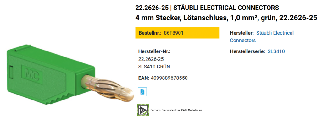 Produktdetailseite im Webshop mit automatisch übertragenen Artikeldaten aus dem PIM: Artikelbezeichnung, technische Daten und Produktbild wurden regelbasiert erzeugt und ausgespielt