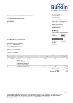 Export von Artikelbezeichnungen ins ERP-System: automatisch generierte Produktnamen werden in Dokumenten wie Rechnungen und Lieferscheinen verwendet