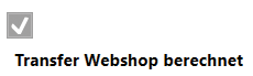 Automatische Freigabe für den Webshop im PIM: Checkbox „Transfer Webshop berechnet“ zeigt, dass der Artikel aufgrund ausreichender Datenqualität veröffentlicht werden kann